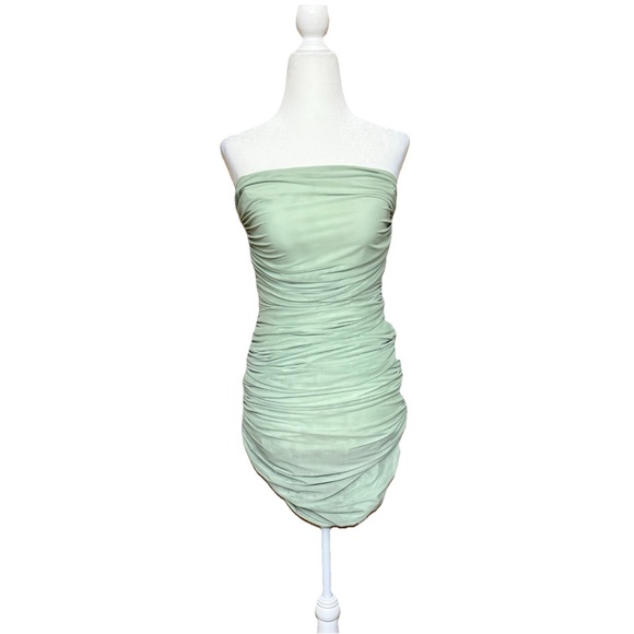 Mistress Rocks Size S Sitting Pretty Mint Mesh Cutout Ruched Mini Dress NWT - Picture 3 of 13
